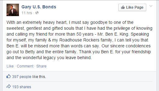 Gary US Bonds ricordo di King