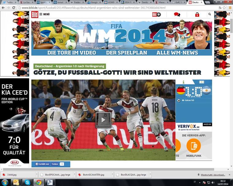 Germania campione: le prime pagine di siti e giornali nel mondo