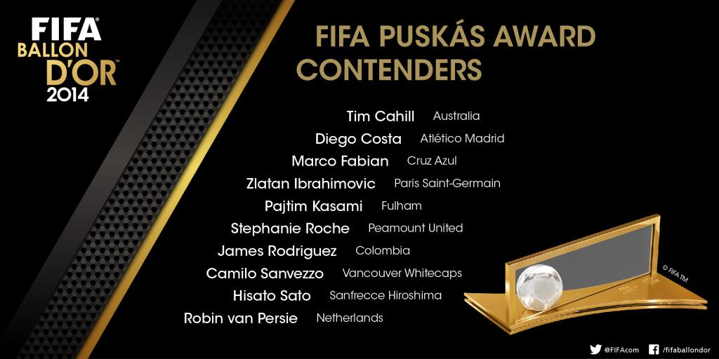 Premio Puskas 2014 per il gol più bello dell’anno a James Rodriguez