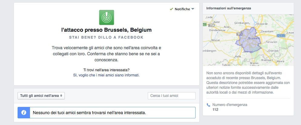 attentati Bruxelles safety check facebook