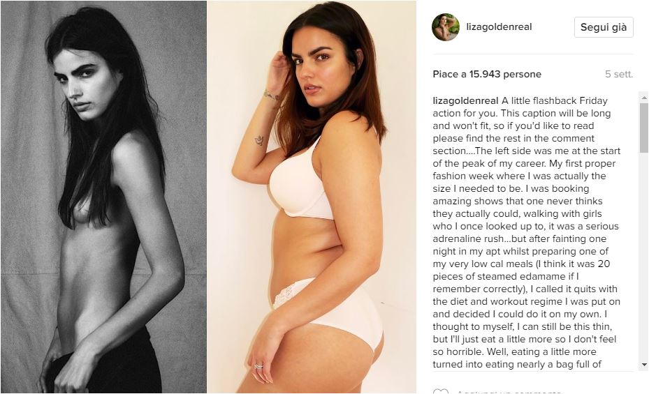 Liza Golden-Bhojwani, la modella ha detto stop alla dieta da 500 calorie al giorno