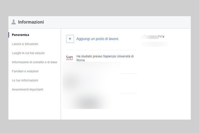 Facebook informazioni personali