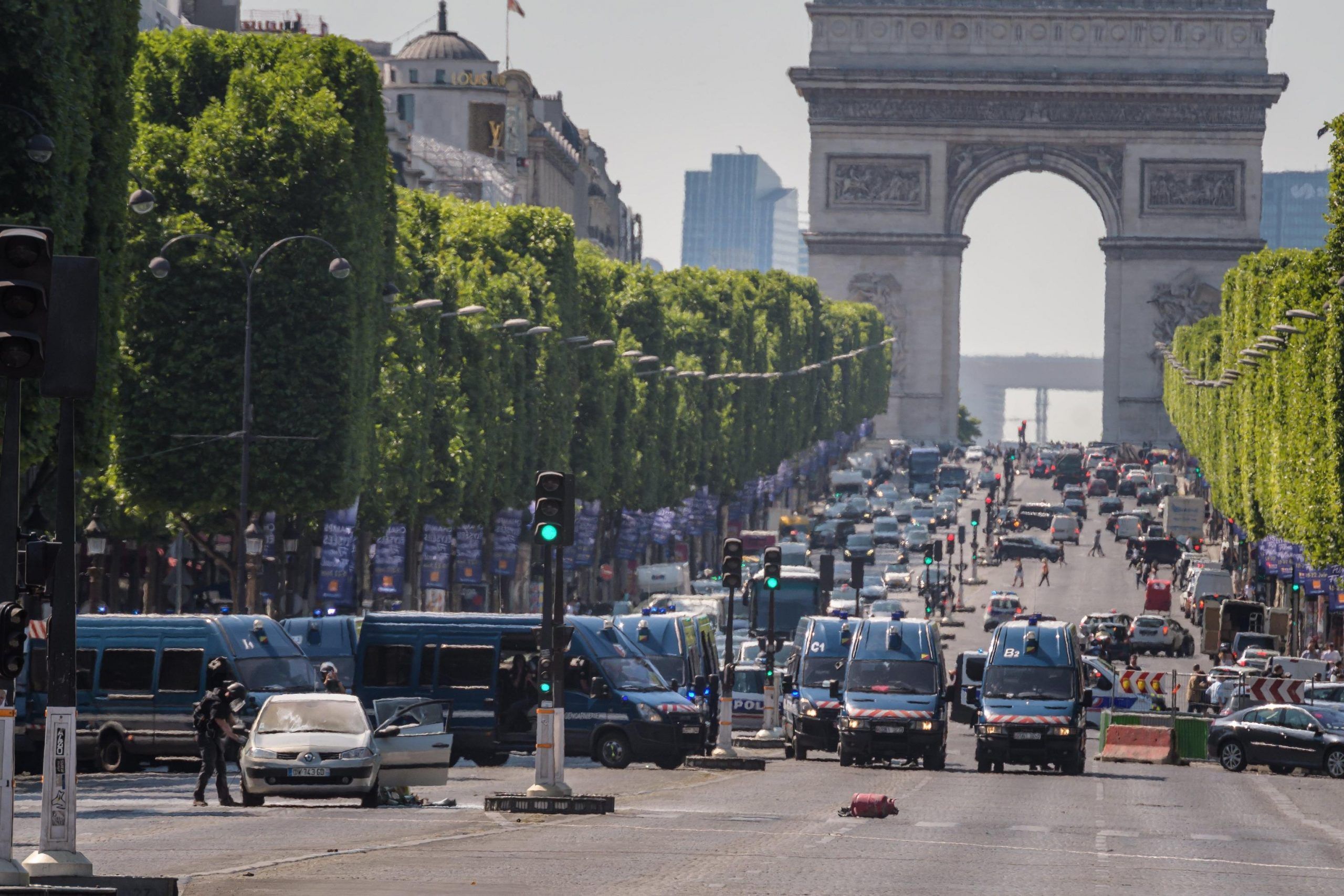 Police operation underway on Champs Elysees Avenue