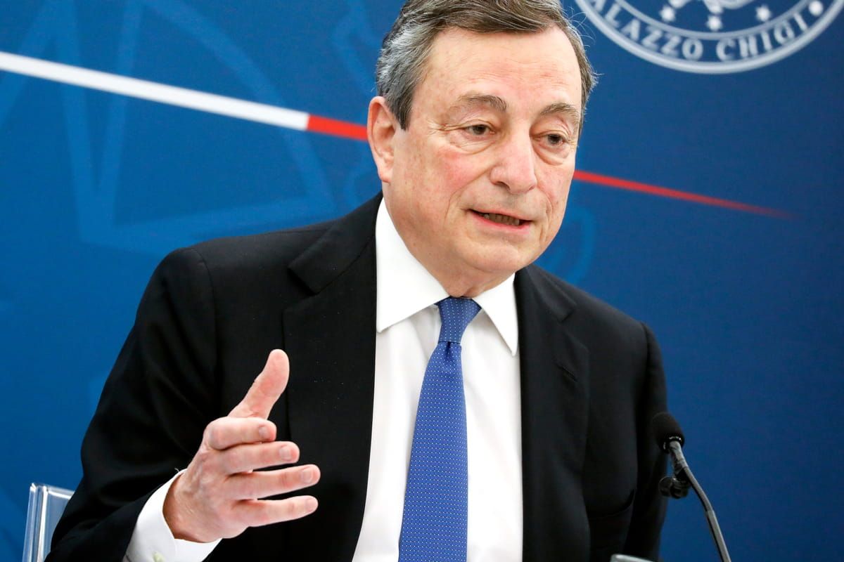 Il presidente del Consiglio Mario Draghi in conferenza stampa