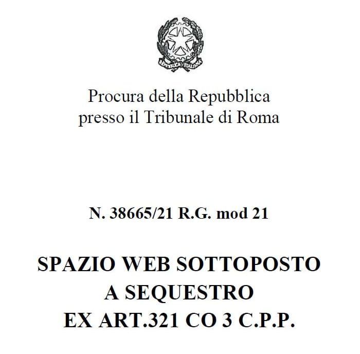 Un'immagine del sito di Forza Nuova oscurato dalla Polizia Postale.