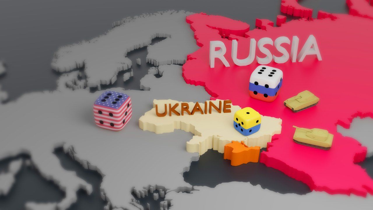 Una cartina della Russia e dell'Ucraina