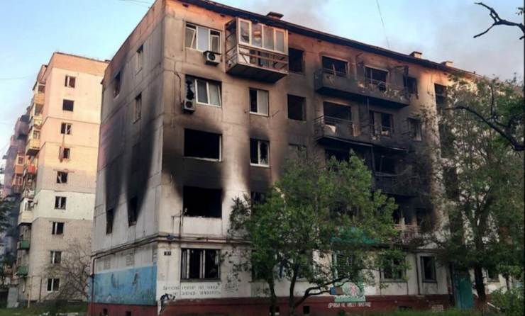 Severodonetsk, edificio bombardato