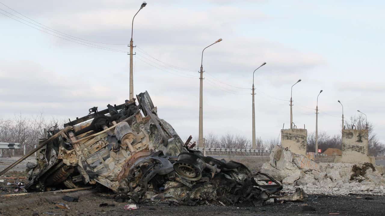 Detriti di bombardamenti in Ucraina
