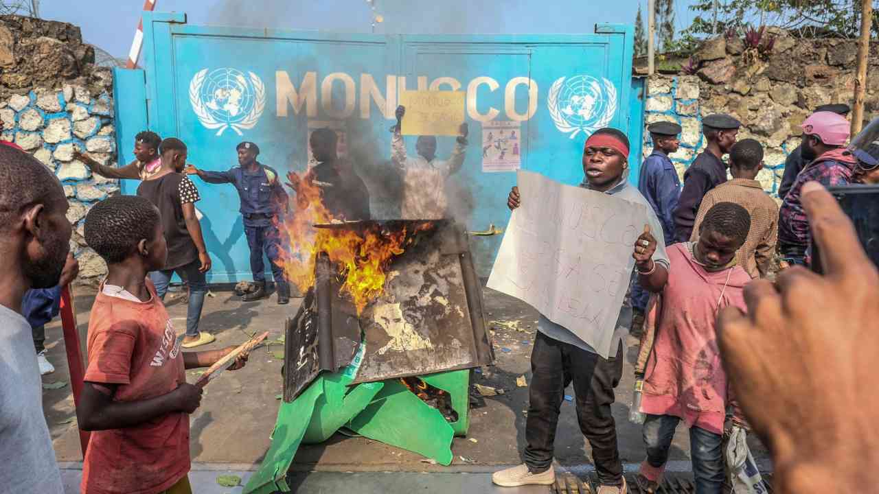 Manifestanti contro l'Onu in Congo