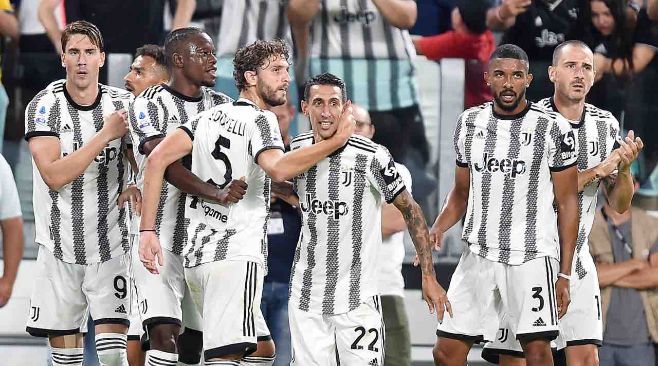 L'esultanza dei calciatori della Juventus
