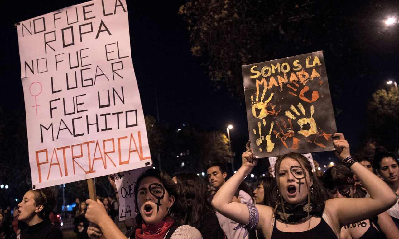 Manifestazioni contro il maschilismo a Santiao del Cile