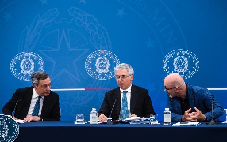 Mario Draghi, Daniele Franco e Roberto Cingolani