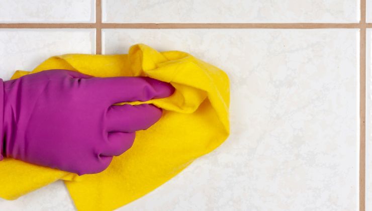 Pulizia delle fughe della doccia 