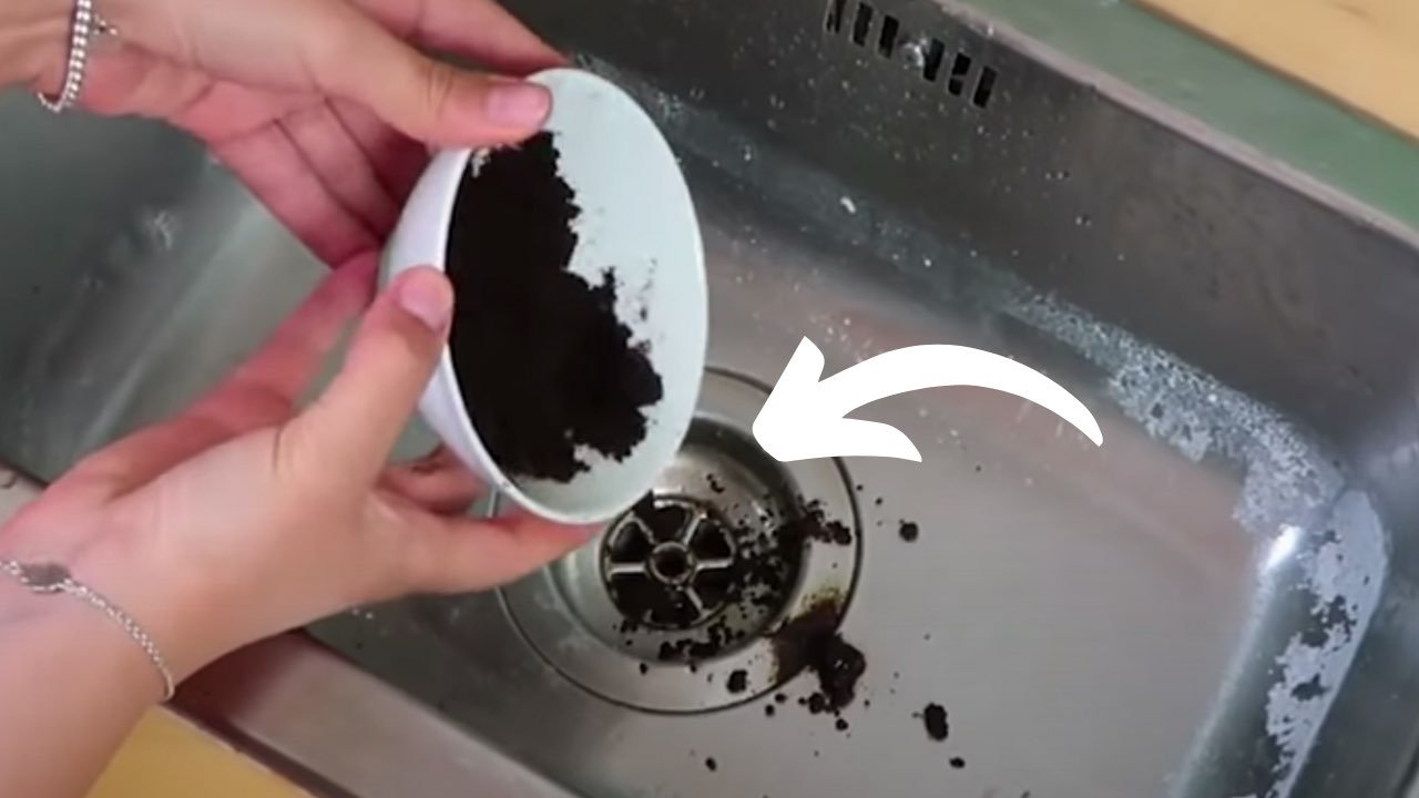 Coffee grounds in the sink