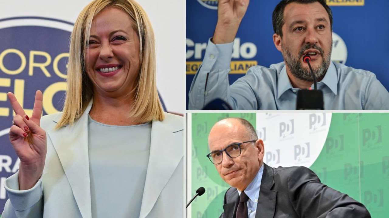 Giorgia Meloni, Enrico Letta e Matteo Salvini