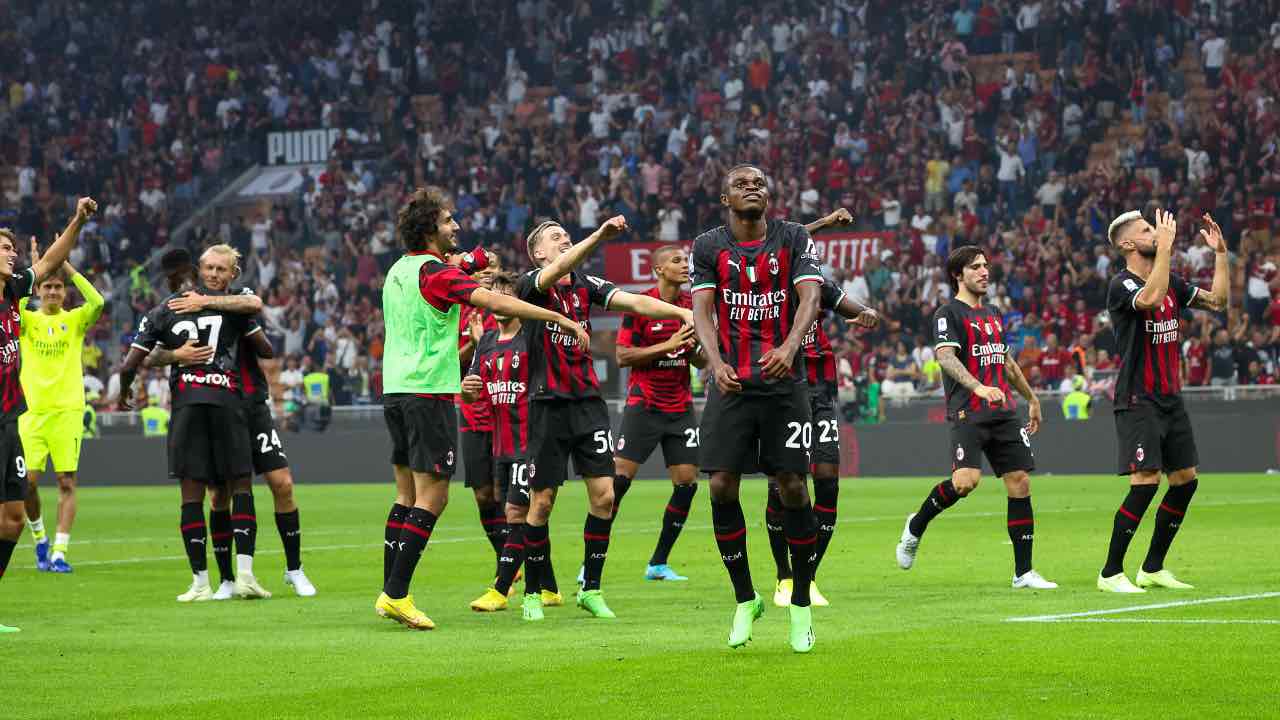 L'esultanza dei giocatori del Milan