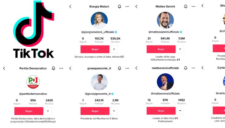 Profili dei leader politici su Tik Tok