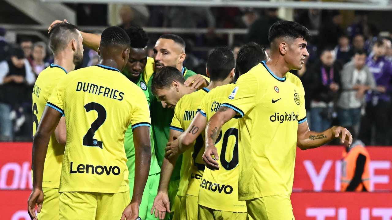 L'esultanza dei giocatori dell'Inter
