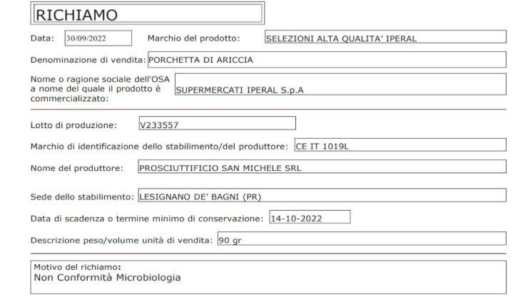 Richiamo porchetta di ariccia