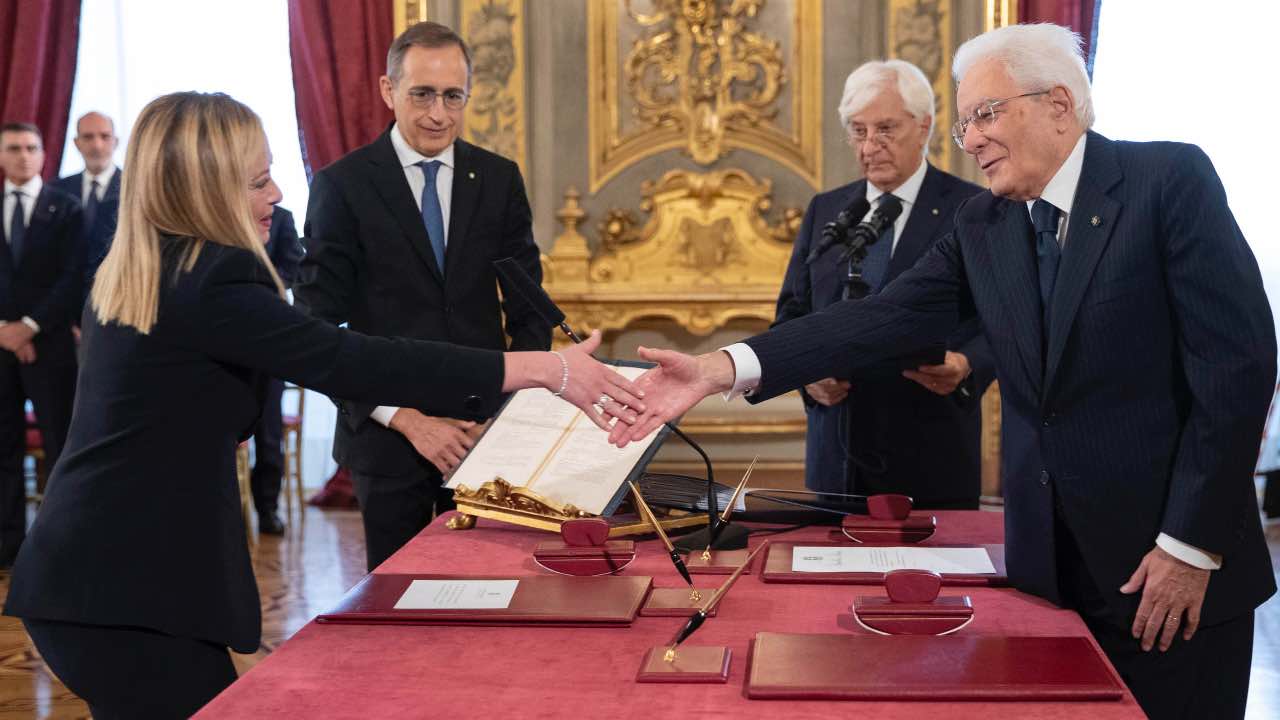Salone dei ministri del Colle, Giorgia Meloni e Sergio Mattarella