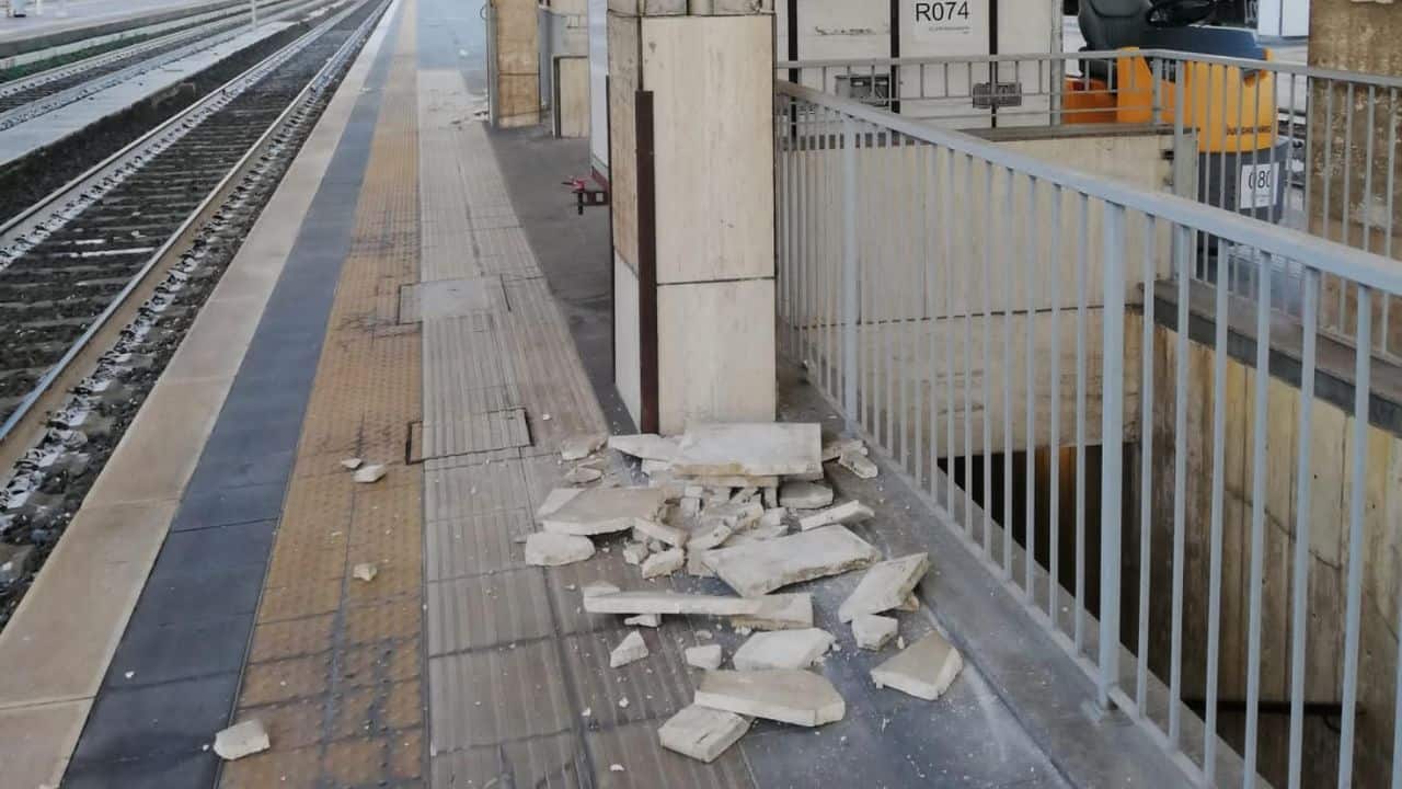 Danni in stazione nelle Marche