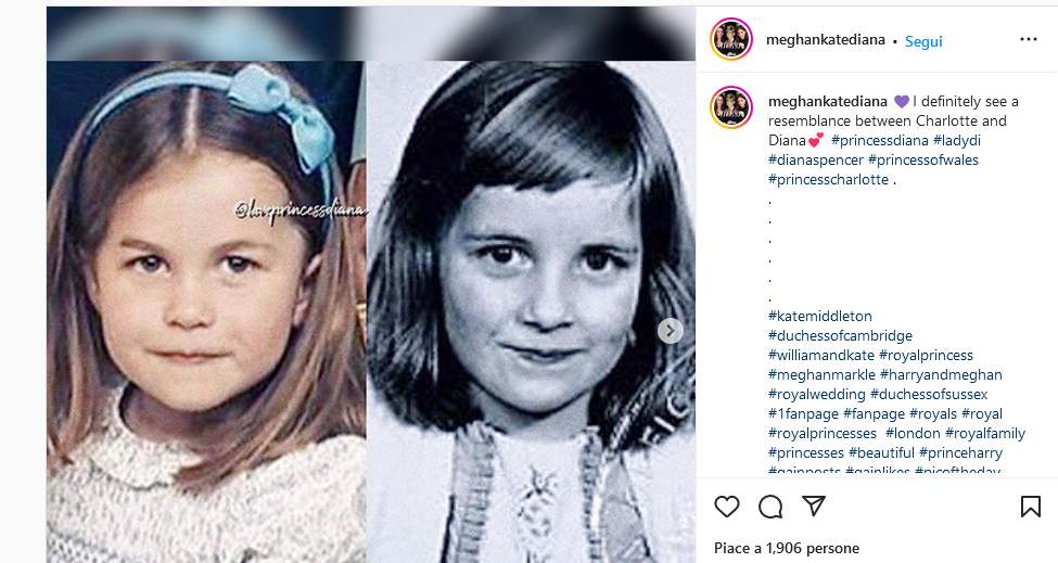 Instagram comparazione Diana e Charlotte