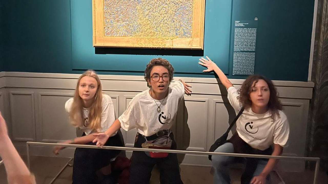 attiviste sotto quadro Van Gogh