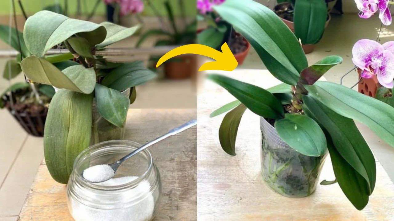 Une cuillère à café dans les orchidées