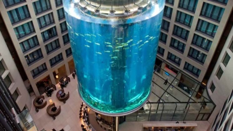 Berlino, esplode l'acquario cilindrico più grande al mondo