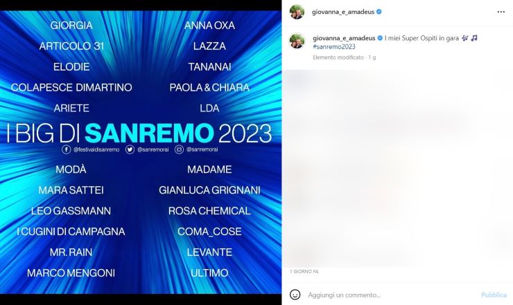 Cantanti di "Sanremo 2023"