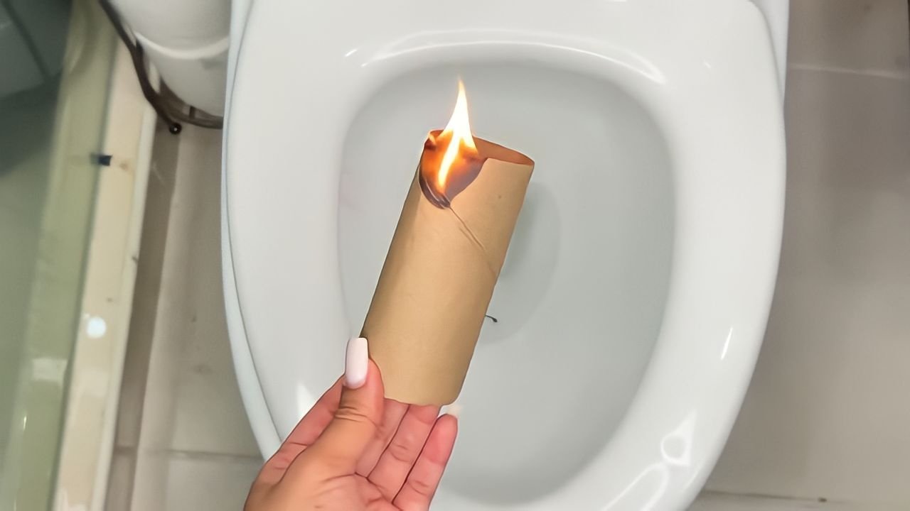 Brennende Toilettenpapierrolle