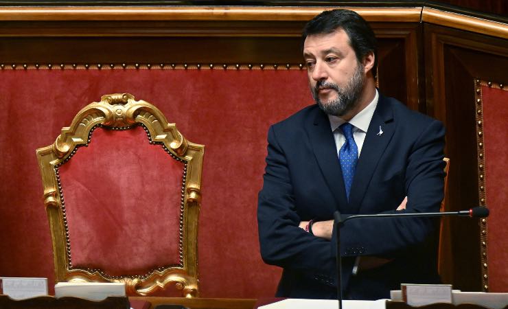 Senato, Matteo Salvini durante il Question Time