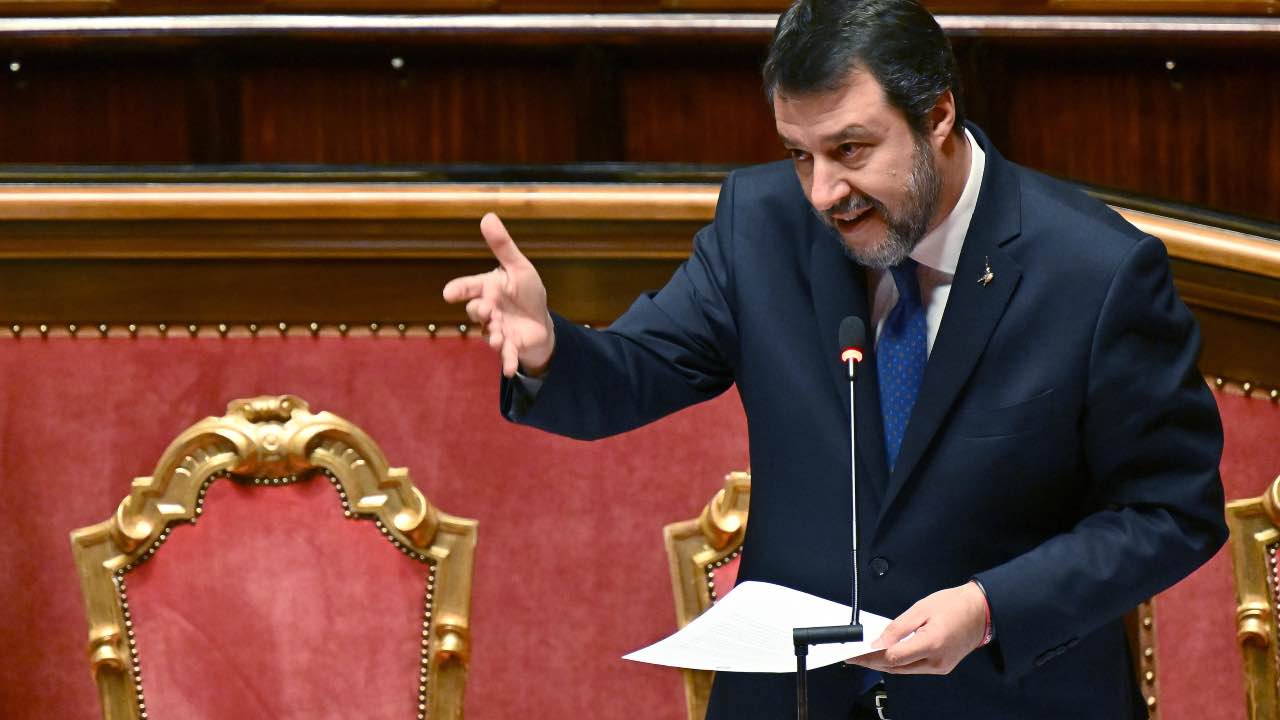 Senato, Matteo Salvini durante il Question Time