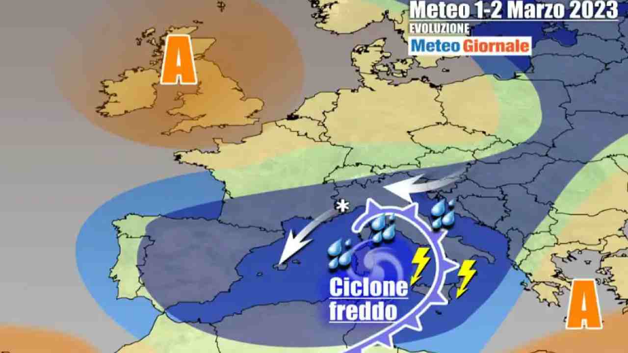 Ciclone gelido sull'Italia