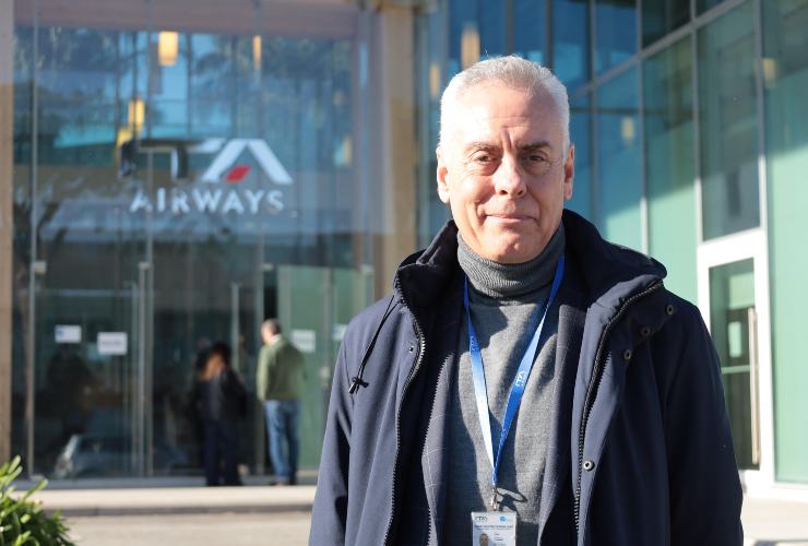 Il rappresentante Fit Cgil, Gianni Platania, durante l'incontro tra Ita Airways e i sindacat