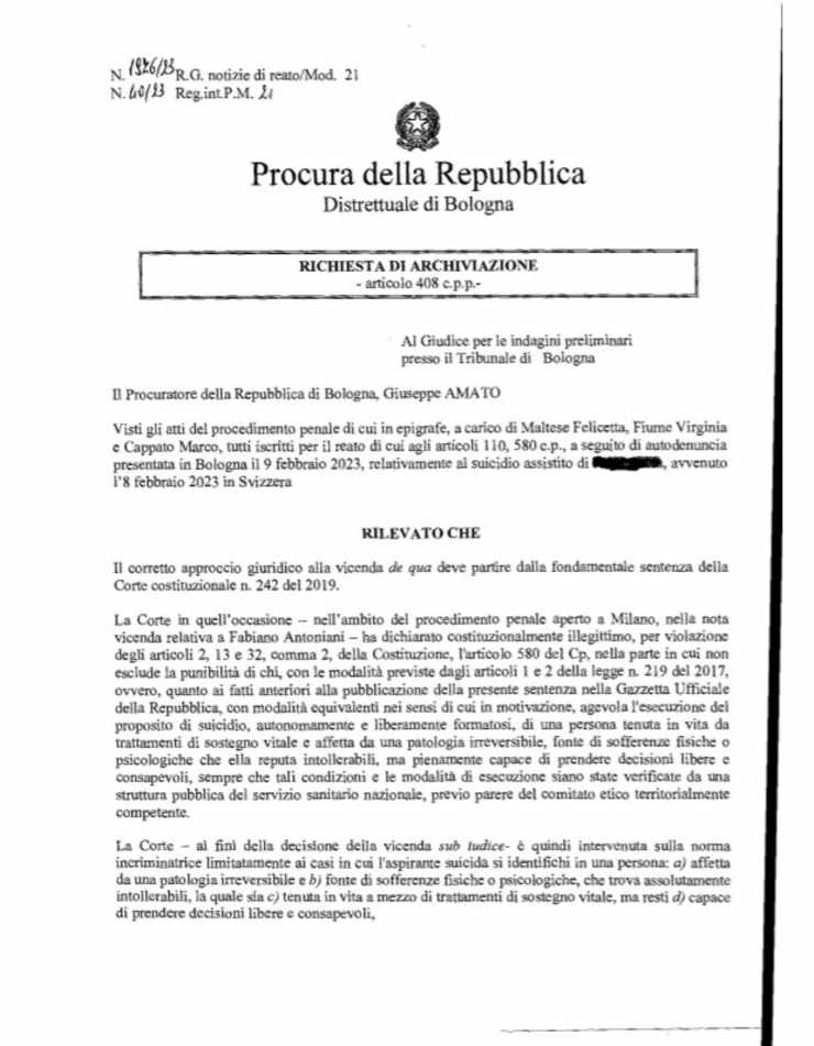 Richiesta di archiviazione