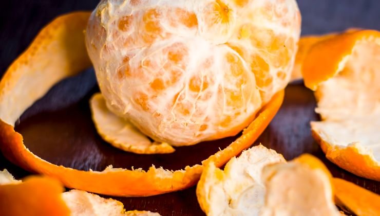 Cáscara y pulpa de mandarina