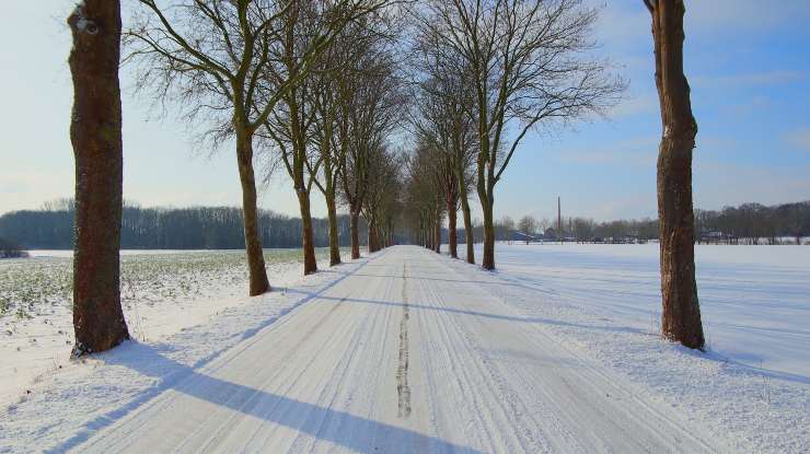 strada innevata