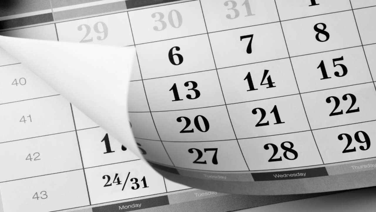 Calendario della settimana corta lavorativa