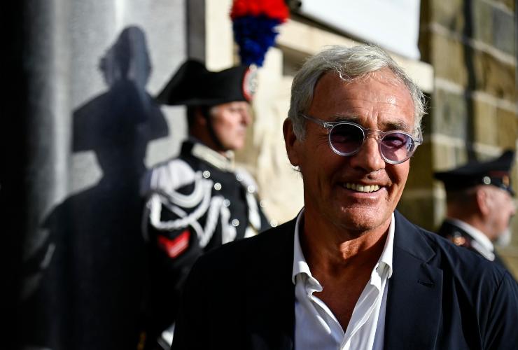 Massimo Giletti durante l'inaugurazione della mostra sul Generale dei Carabinieri Carlo Alberto Dalla Chiesa