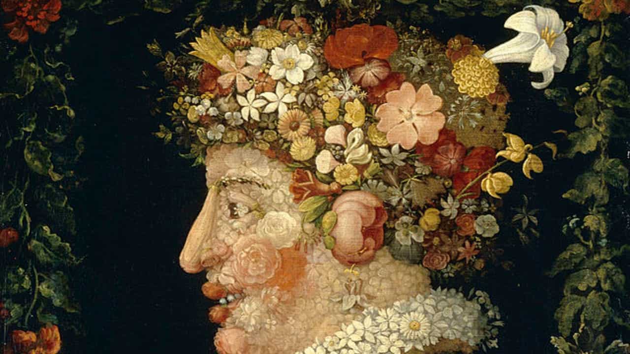 Quadro famoso volto con fiori