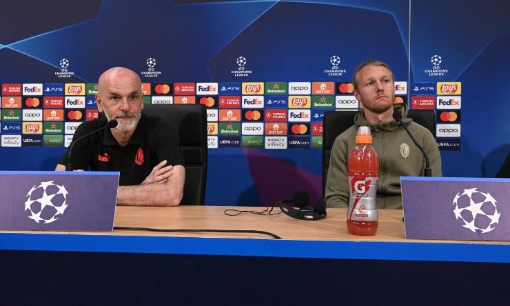 Stefano Pioli e Simon Kjaer, conferenza Napoli-Milan