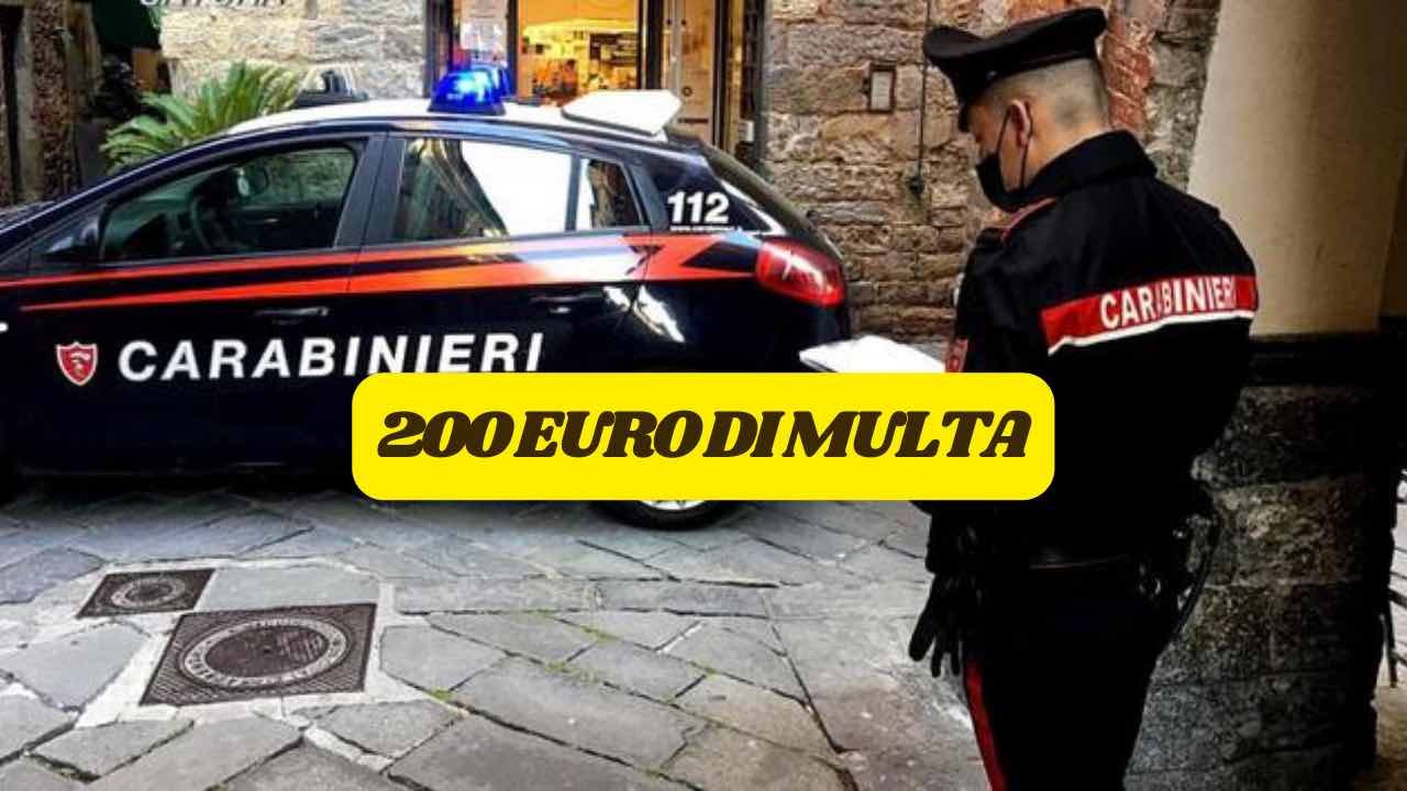 carabiniere scrive multa