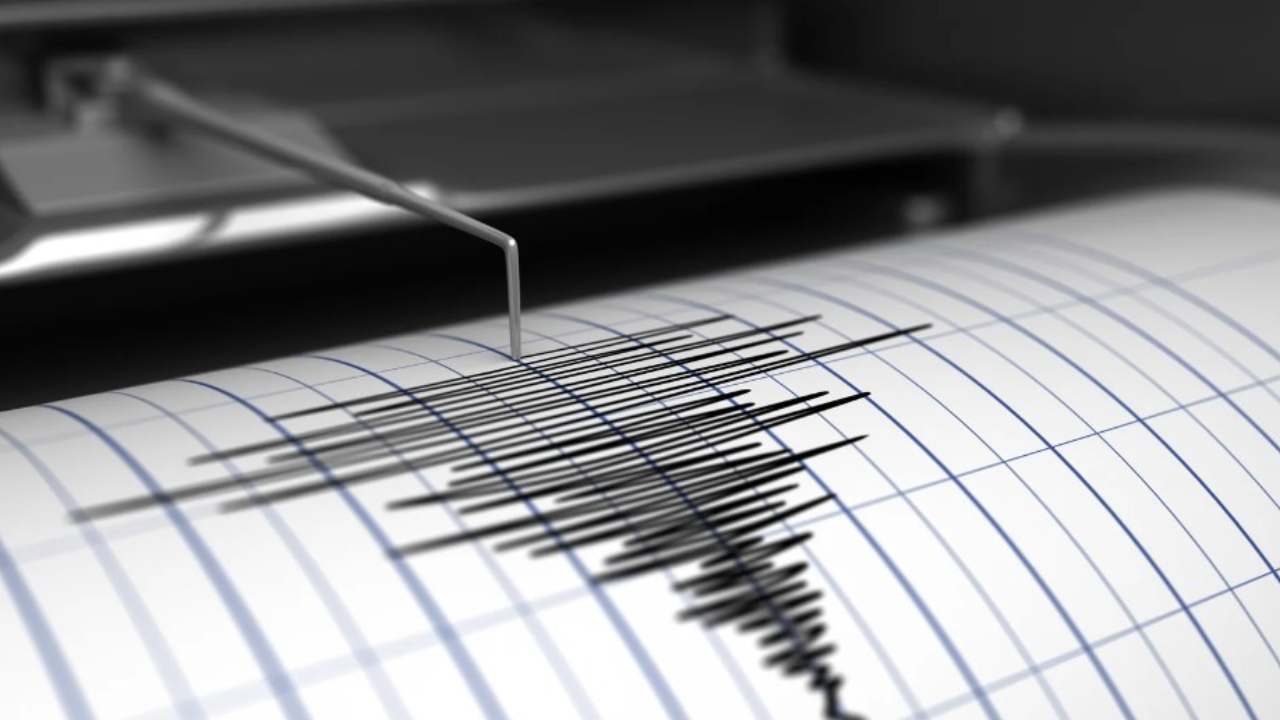 Sismografo che registra una scossa di terremoto