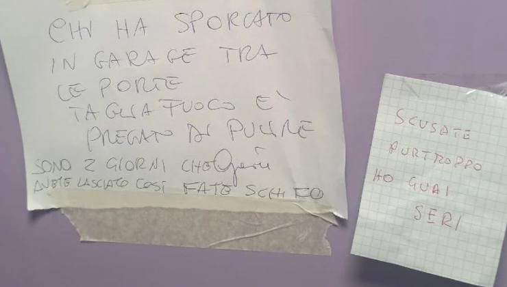 Insolito biglietto trovato in un garage