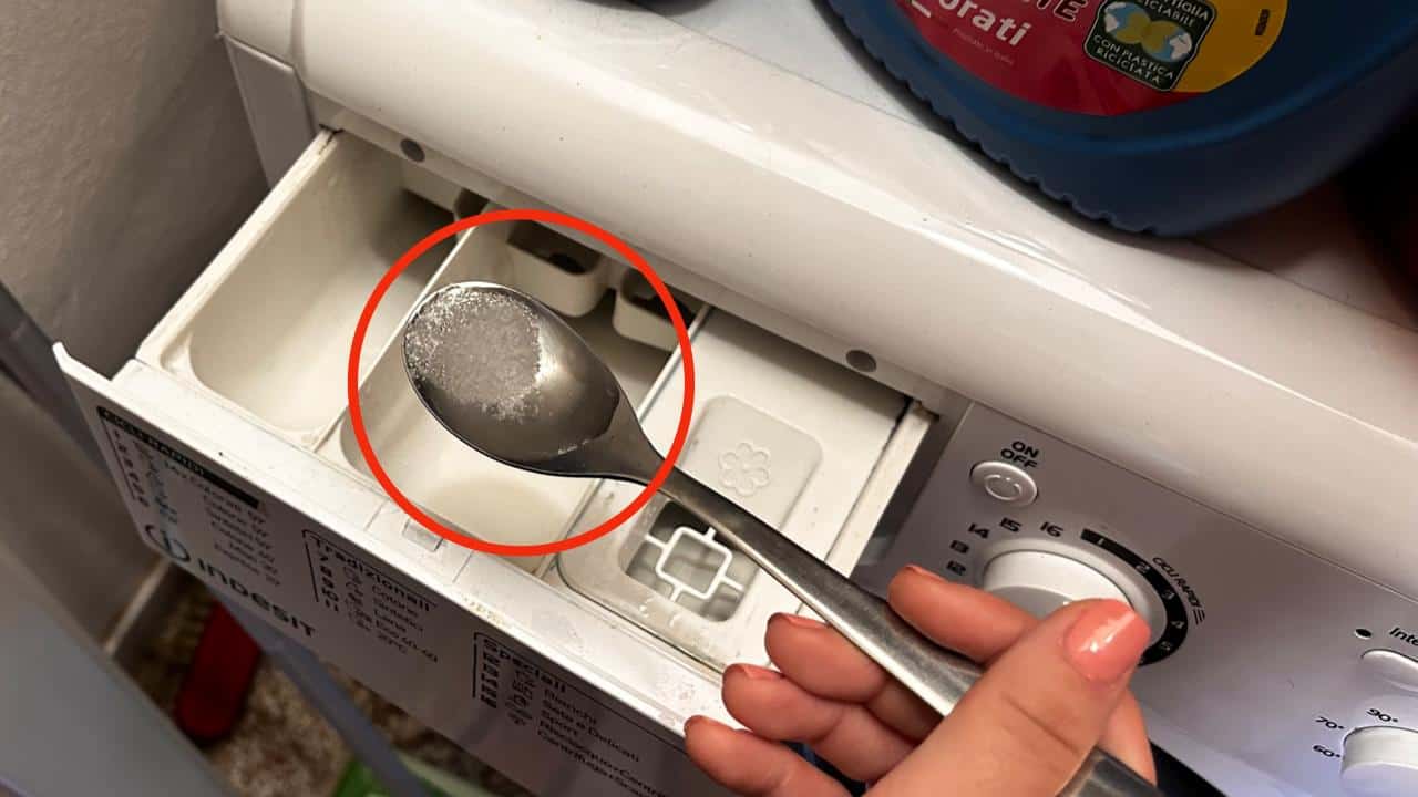 Cucchiaio nella vaschetta della lavatrice