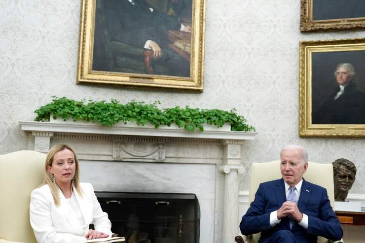 Giorgia Meloni e Joe Biden alla Casa Bianca