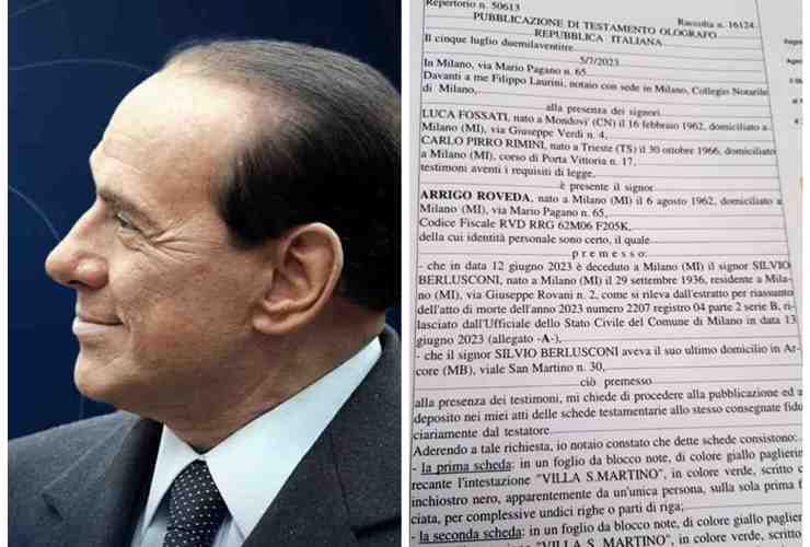 Il testamento di Silvio Berlusconi