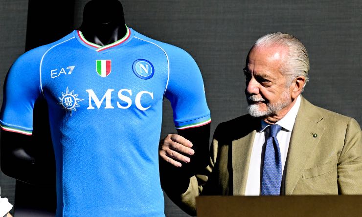 Napoli, Aurelio De Laurentiis alla presentazione della nuova maglia