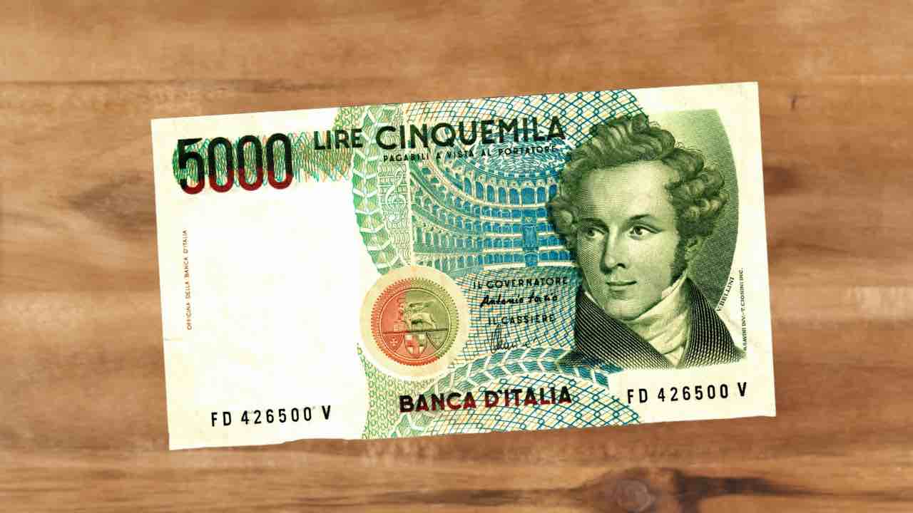 5000 lire di Vincenzo Bellini